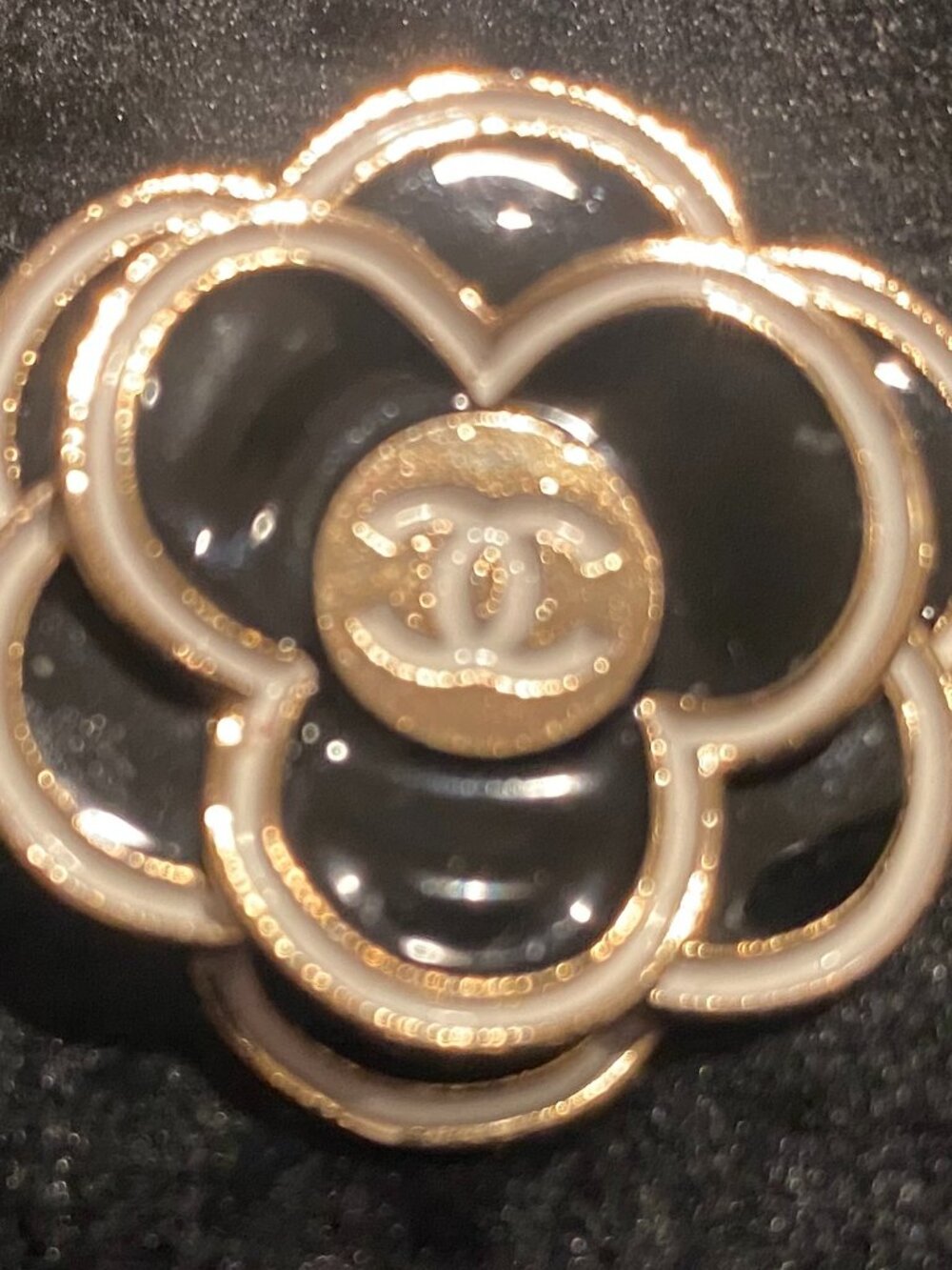 Authentic Chanel Black Camelia emblem